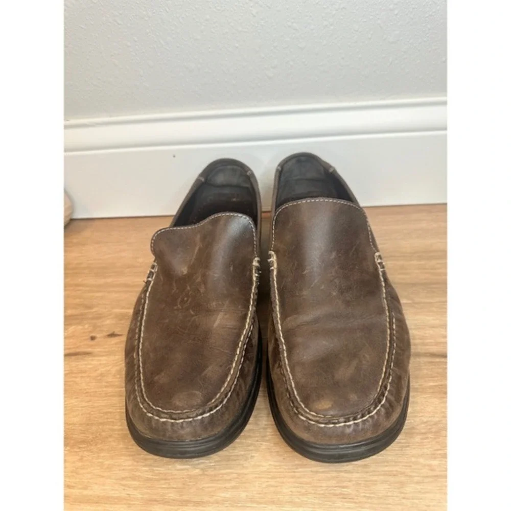 Cole Haan Leather Loafer Men 11.5‎ Brown Nike Air Slip On Shoes Business Classic